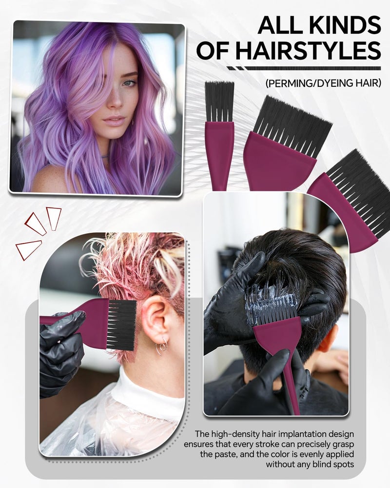 BarberTop 3 Pack Hair Color Brush Set - Professional Hair Dye Brush for Stylist, for Highlighting, Tint and Coloring Sections - Women Men Salon Use Home DIY Dyeing - Image 4